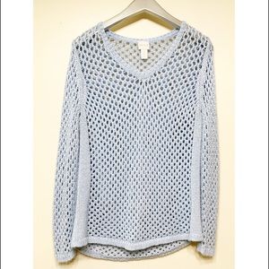 SOLD Chico’s Light Blue Knit See-through Sweater